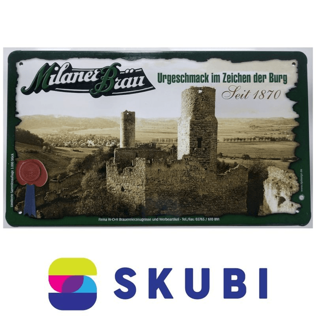 Reklamní kamion IFA H6 s vlečkou - Milaner Bräu + plechová cedule - model 1:87 H0