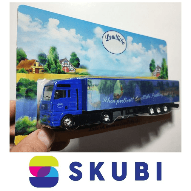 Reklamní kamion s návěsem MAN - Landliebe - Schon probiert? Landliebe Pudding mit Sahne - model 1:87 H0