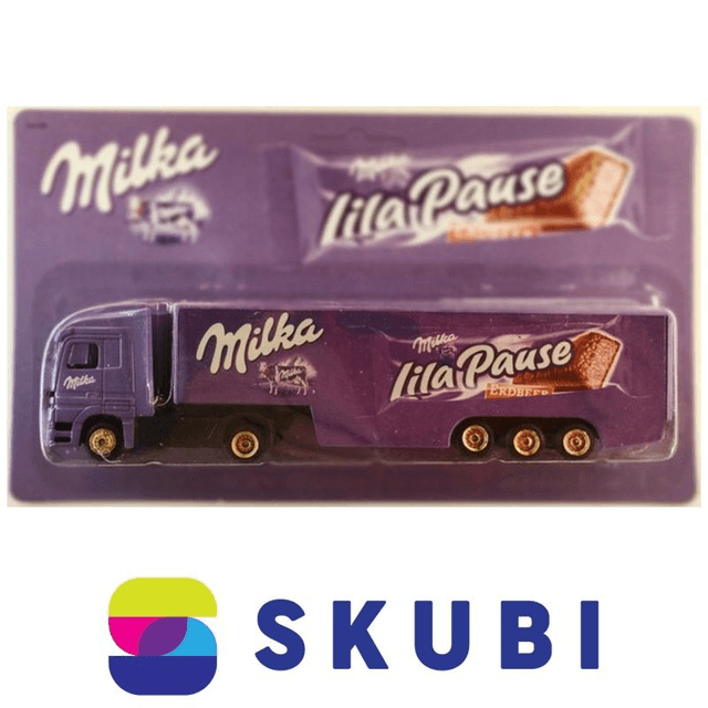Reklamní kamion s návěsem Mercedes Actros - Milka Lila Pause Erdbeer - model 1:87 H0
