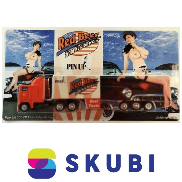 Reklamní kamion s návěsem US Peterbilt COE ZM A3 - Red Beer from New York City - PinUp girls - model 1:87 H0