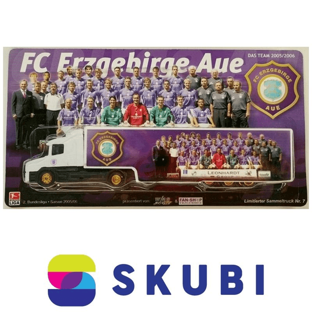 Reklamní kamion Scania s návěsem - FC Erzgebirge Aue Mannschaft Saison 2005/2006 - model 1:87 H0
