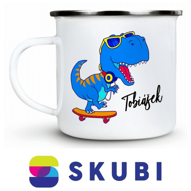 Dětský plecháček se jménem Tobiášek - motiv Dino - 300ml