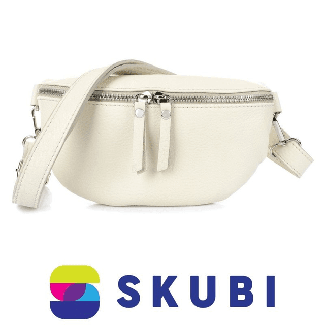 Vera Pelle B68 Dámská kožená crossbody kabelka bílá