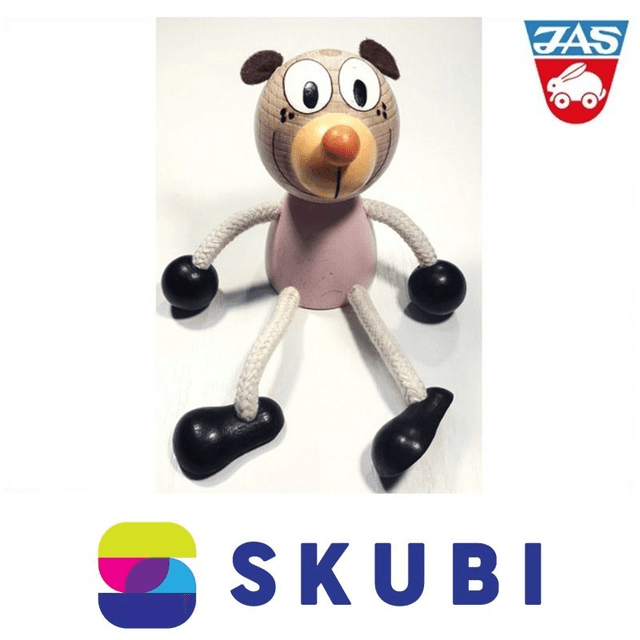 Dřevěná dekorační figurka - medvěd sedící růžový (JAS v.d.)