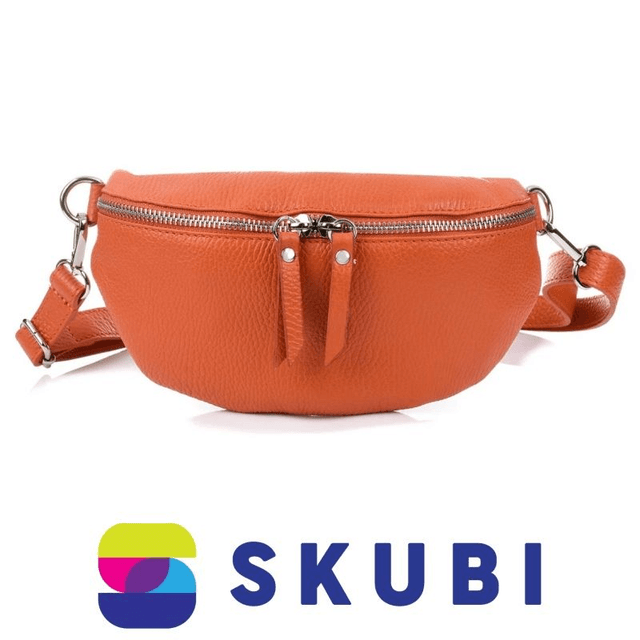 Vera Pelle B68 Dámská kožená crossbody kabelka oranžová